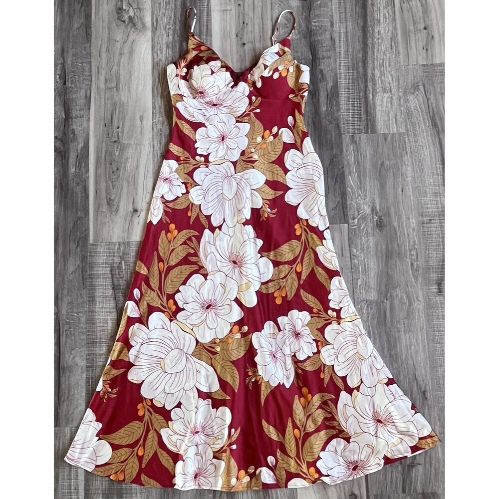 NWT Selfie Leslie Size Large (AU 12) Infinity Pintuck Bust Maxi Red Floral Dress